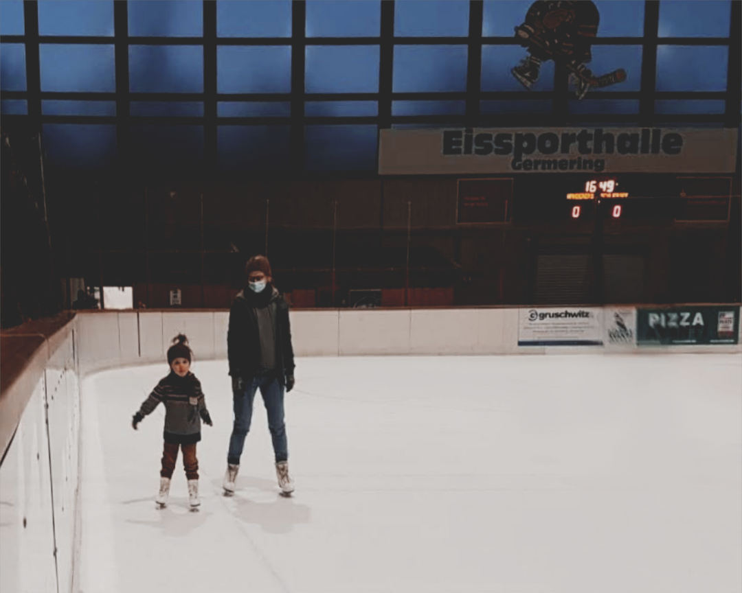 My 3-year old took her first steps on the ice